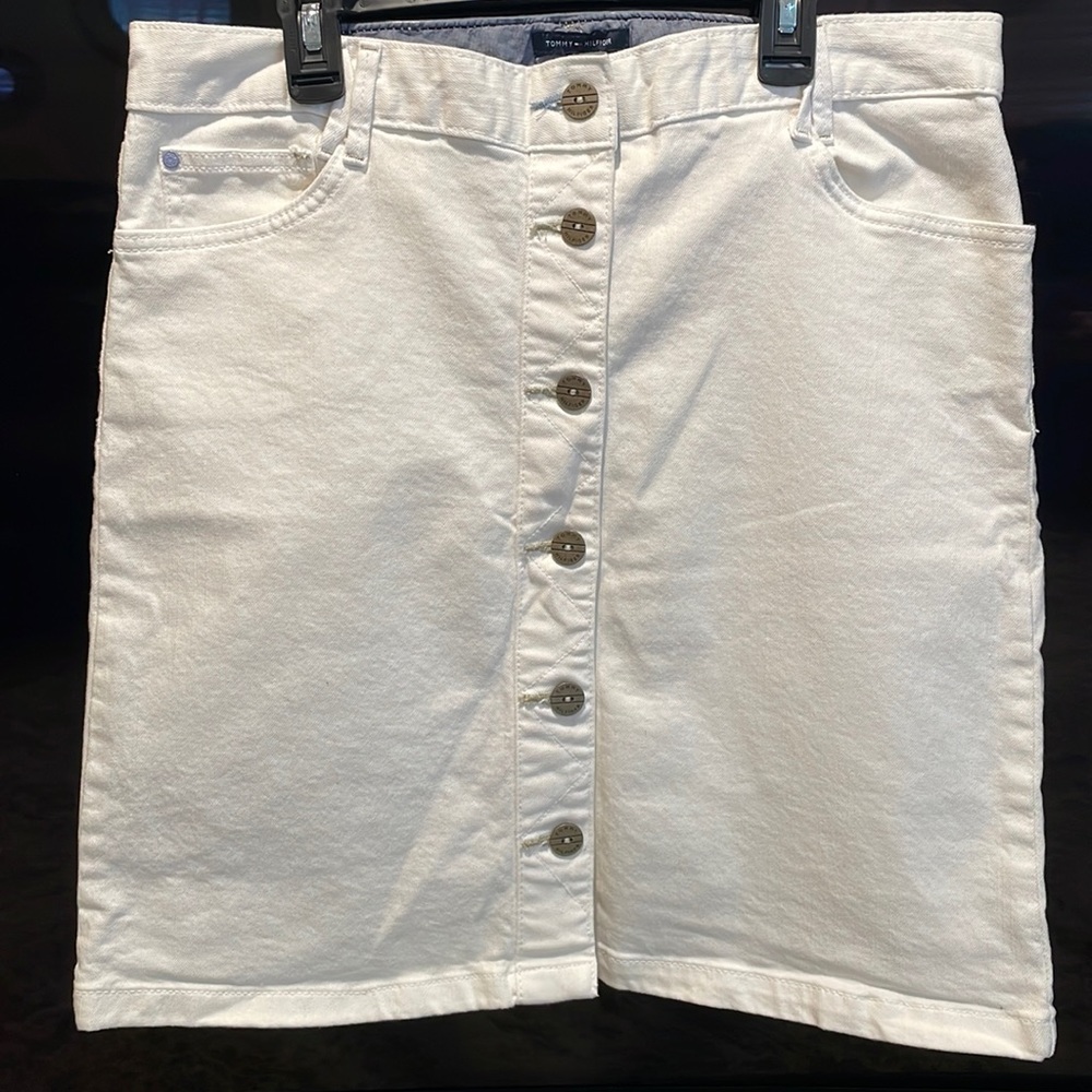 - Tommy Hilfiger white mini denim skirt. Size 10